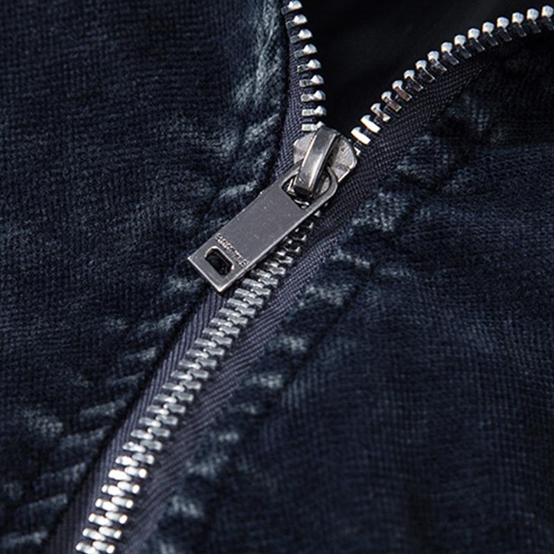 Mens Vintage Washed Distressed Stand Collar Zipper Denim Jacket 38335876M