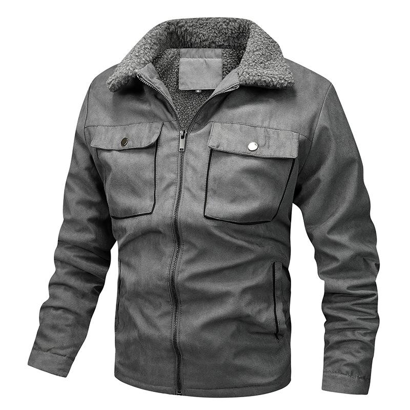 Mens Loose Lapel Plus Fleece Zipper Jacket 11292299X