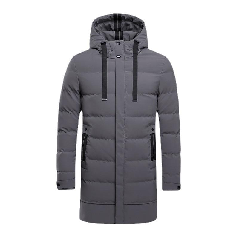 Mens Simple Solid Color Hooded Mid-length Padded Coat 34286031X