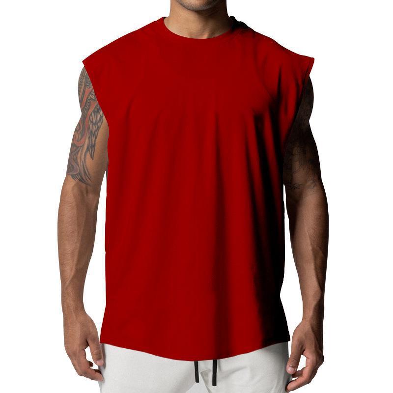 Mens Solid Loose Sleeveless Sports Fitness Tank Top 03482386Z