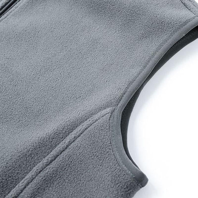 Mens Casual Outdoor Stand Collar Zipper Loose Fleece Vest 79705666M