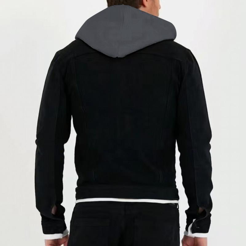 Mens Casual Solid Color Chest Pocket Hoodie Jacket 71822122Y