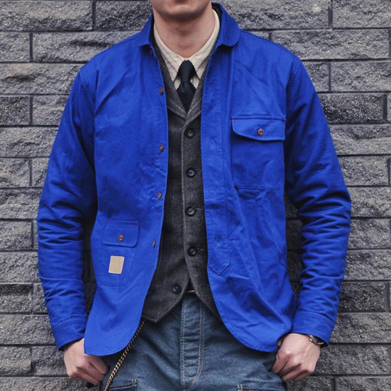 Mens Vintage Solid Breast Pocket Lapel Jacket 29241000Y