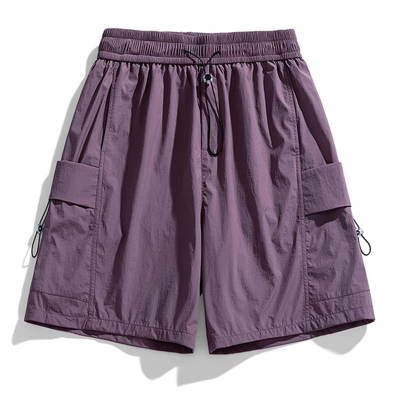 Mens Outdoor Sports Solid Color Multi Pocket Quick Dry Drawstring Shorts 70468058Y