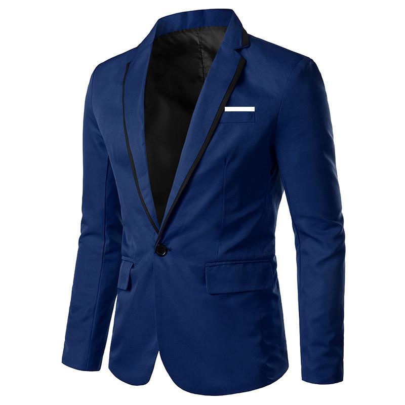 Mens Casual Solid Color Color Block Lapel Long Sleeve Blazer 10933940Y