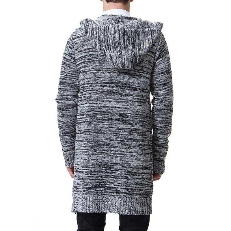 Mens Casual Mixed Color Hooded Sweater Cardigan 63683479Y