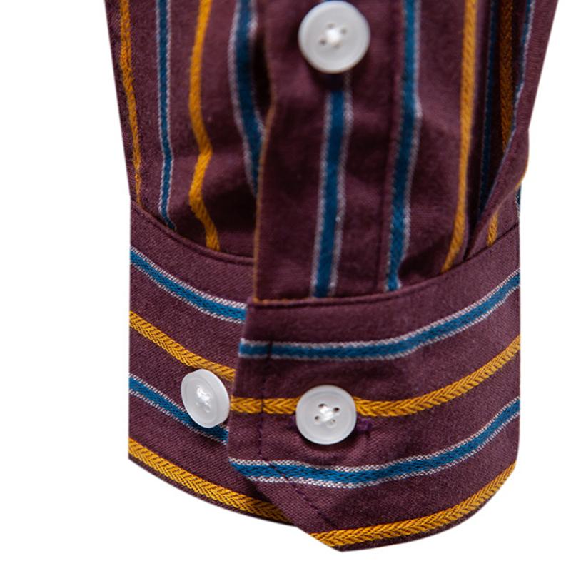 Mens Fashion Striped Long Sleeve Lapel Cotton Shirt 07386898X