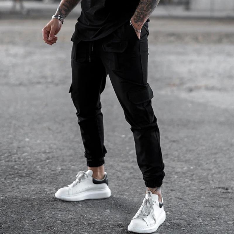 Mens Fashion Solid Multi-pocket Cargo Pants 23150007Z