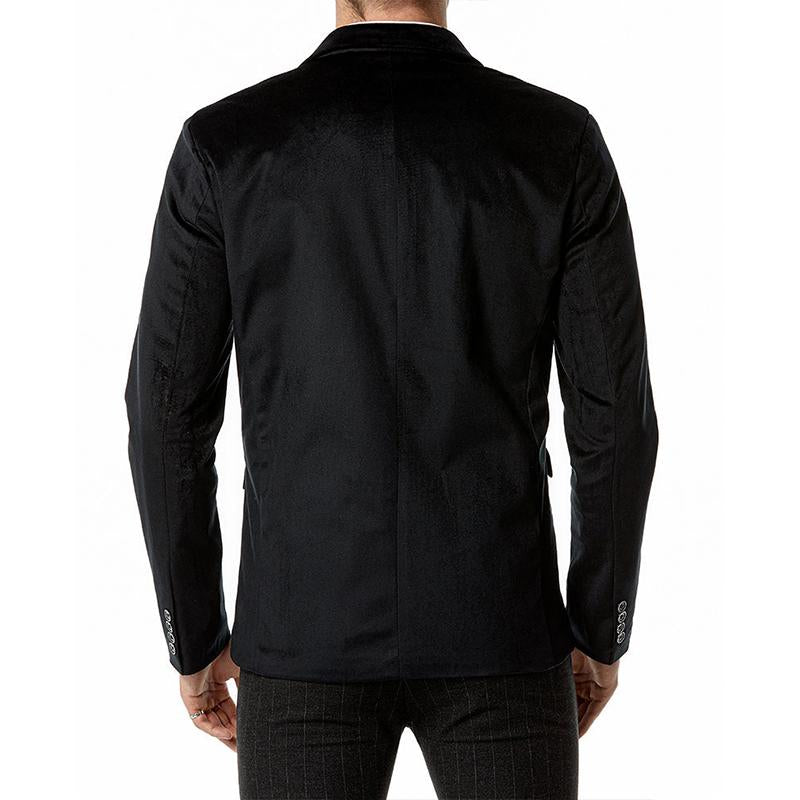 Mens Vintage Lapel Velvet Solid Color Single Breasted Blazer 49661067M
