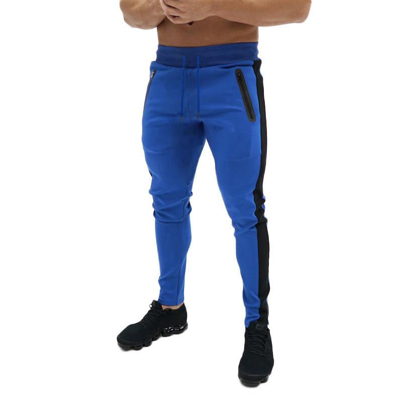 Mens Casual Sports Contrast Color Elastic Waist Slim Fit Pants 84530948M