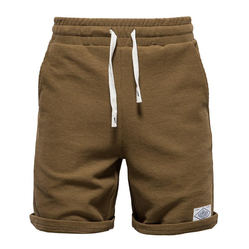 Mens Casual Solid Color Elastic Waist Drawstring Sport Shorts 58817635M
