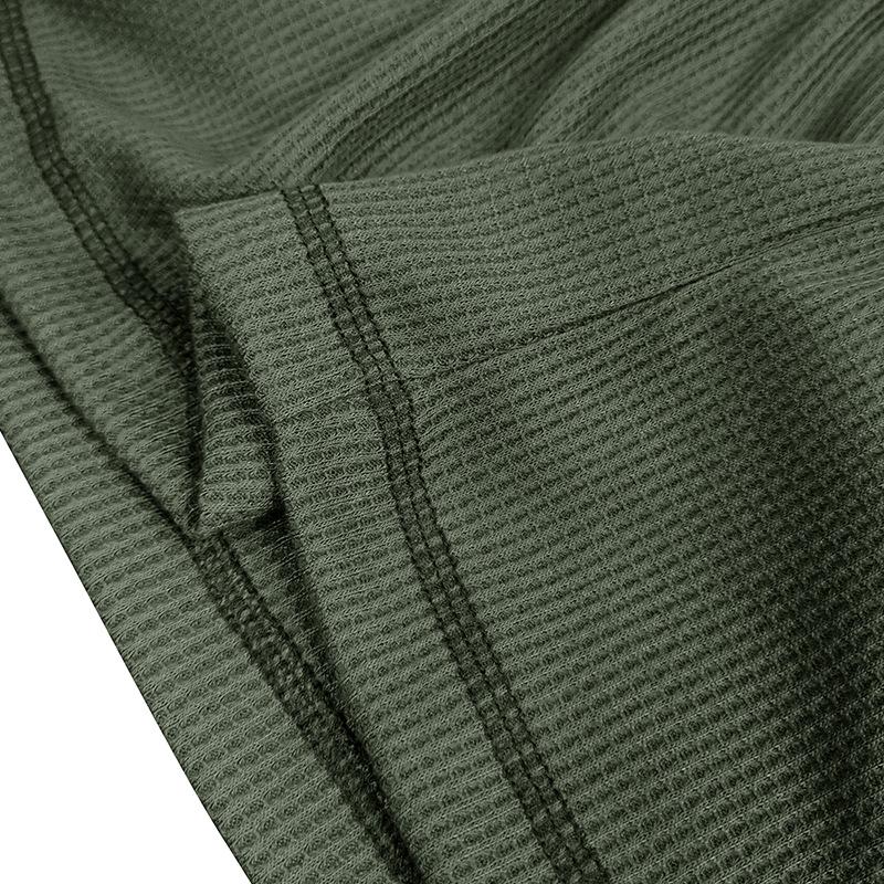 Mens Long Sleeve Outdoor Double Collar Waffle Crewneck Henley 48148003X