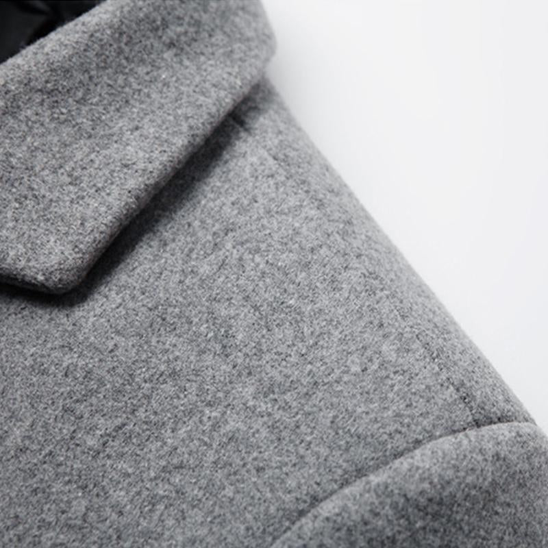 Mens Casual Wool Blend One Button Slim Notch Lapel Long Coat 65413467M