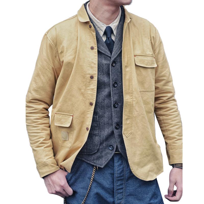 Mens Vintage Solid Breast Pocket Lapel Jacket 29241000Y