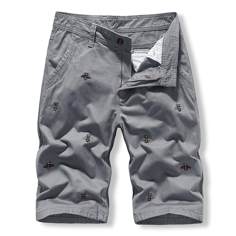 Mens Casual Cotton Bee Embroidered Cargo Shorts 55142002M