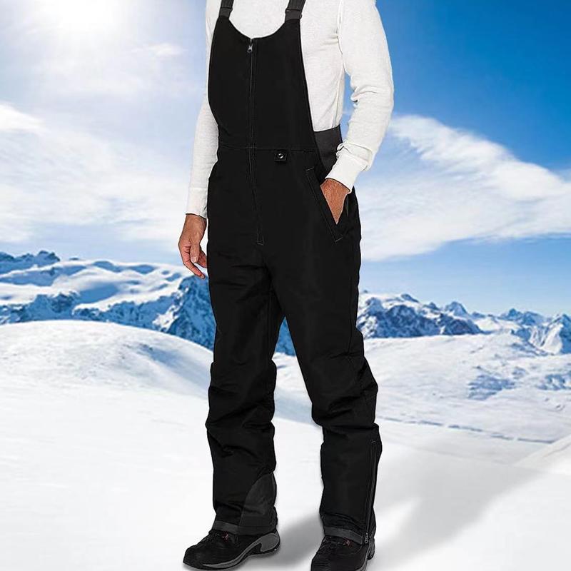 Mens Solid Color Loose Ski Bib Overalls 55867886X