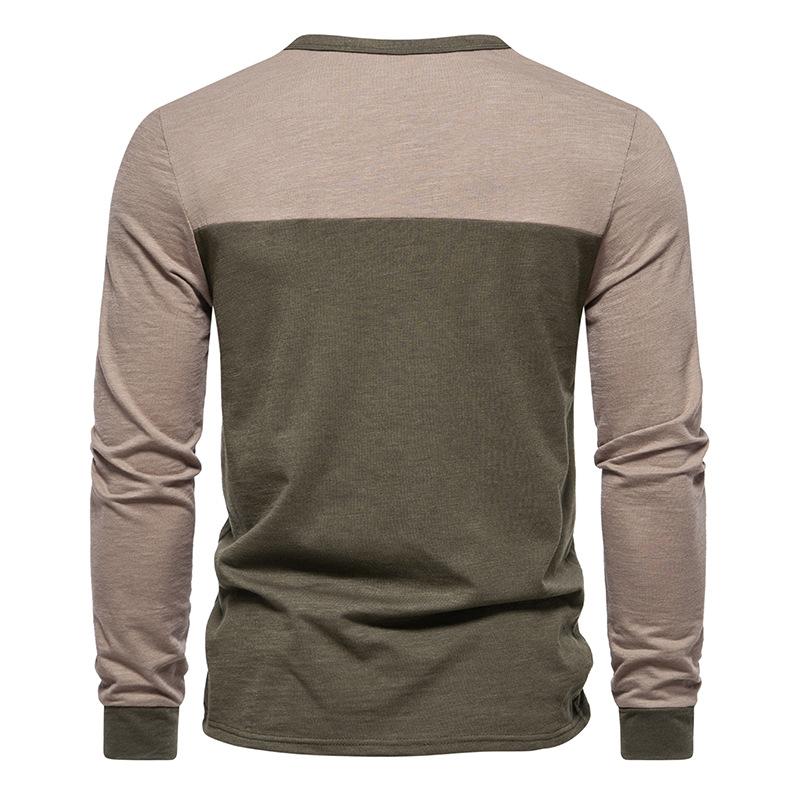 Mens Colorblock Henley Collar Long Sleeve T-shirt 85316297Z