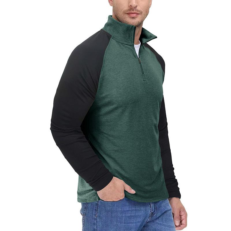 Mens Casual Stand Collar Zipper Colorblock Long Sleeve Sports Pullover Sweatshirt 39110815M
