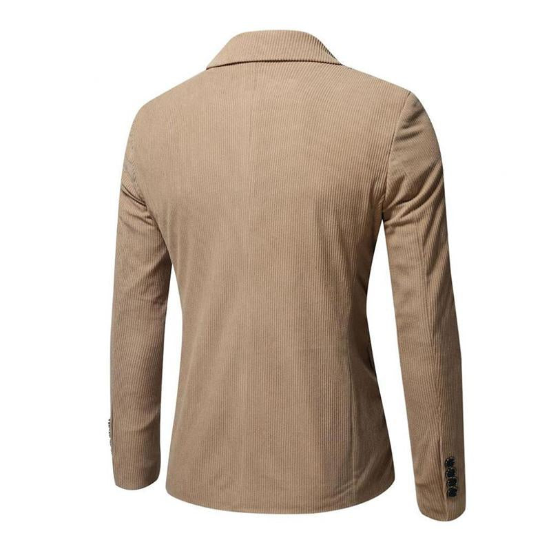 Mens Casual Slim Corduroy Lapel One Button Blazer 57119562M