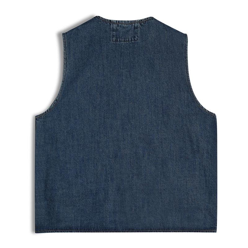 Mens Vintage Multi-Pocket Denim V-Neck Vest 98299084X
