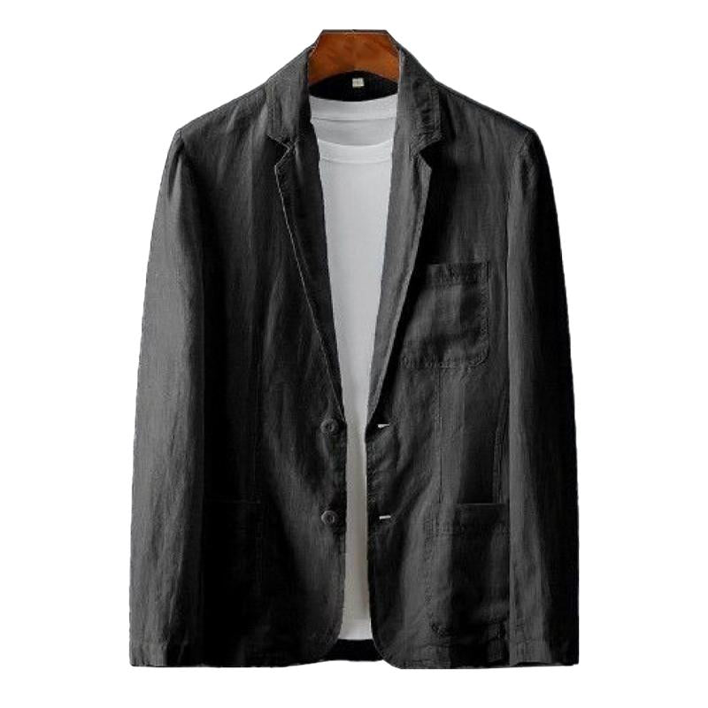 Mens Casual Thin Linen Breathable Lapel Blazer 31649019M