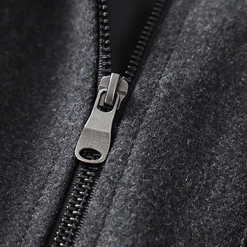Mens Vintage Woolen Blended Double Collar Zippered Single Breasted Slim Coat 69068984M