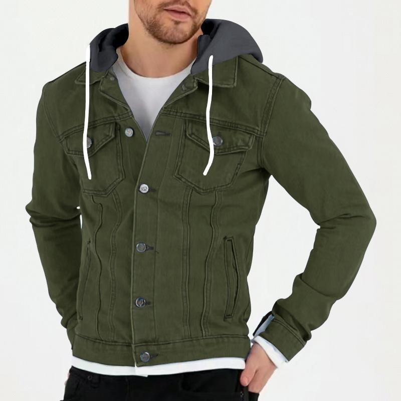 Mens Casual Solid Color Chest Pocket Hoodie Jacket 71822122Y