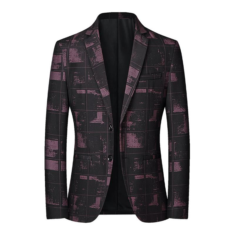 Mens Casual Plaid Slim Lapel Single Breasted Blazer 04886141M