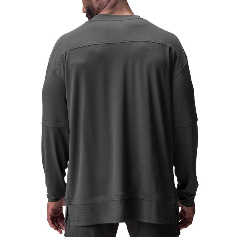 MenS Sport Loose Solid Color Long-Sleeved T-Shirt 15237120Y