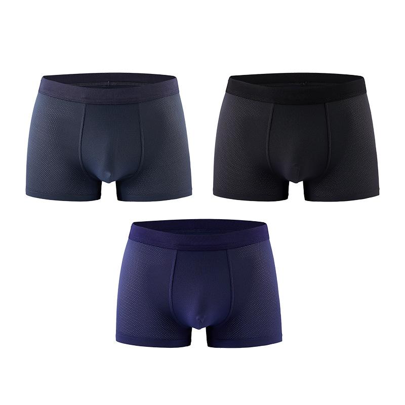 Mens Casual Mesh Ice Silk Breathable Seamless Boxer Briefs 3 Packs 59458467M