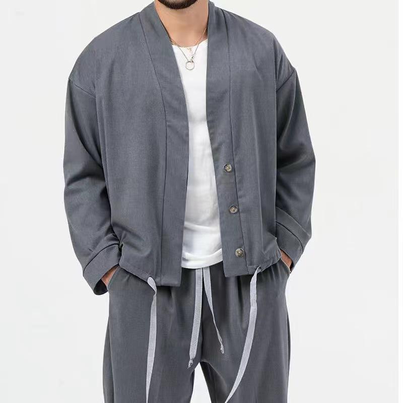 Mens Solid Color V-neck Casual Sports Jacket 69883198X