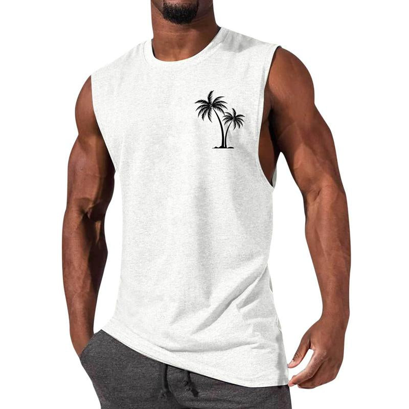 Mens Casual Sports Printed Round Neck Tank Top 12305907X