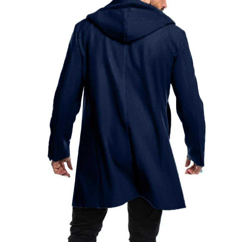 Mens Vintage Classic Lapel Horn Button Mid-Length Coat 62465421M