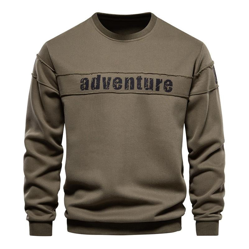 Mens Casual Letters Printed Loose Round Neck Long Sleeve Sweatshirt 12760830M