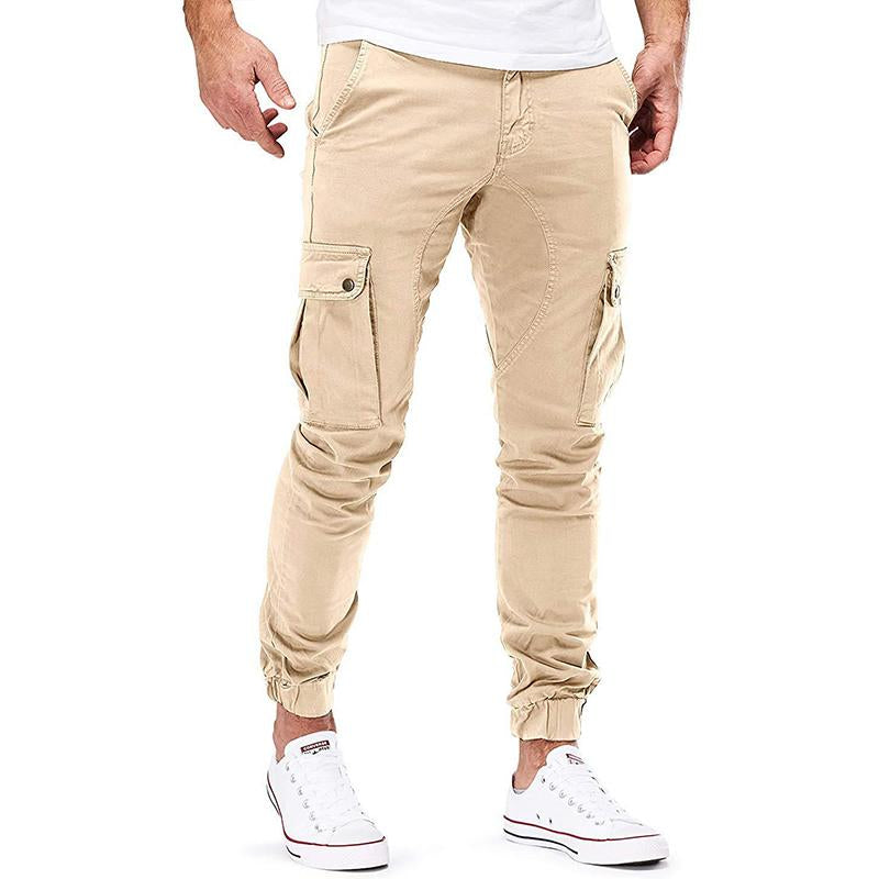 Mens Casual Multi-Pocket Solid Color Cargo Pants 32382425M