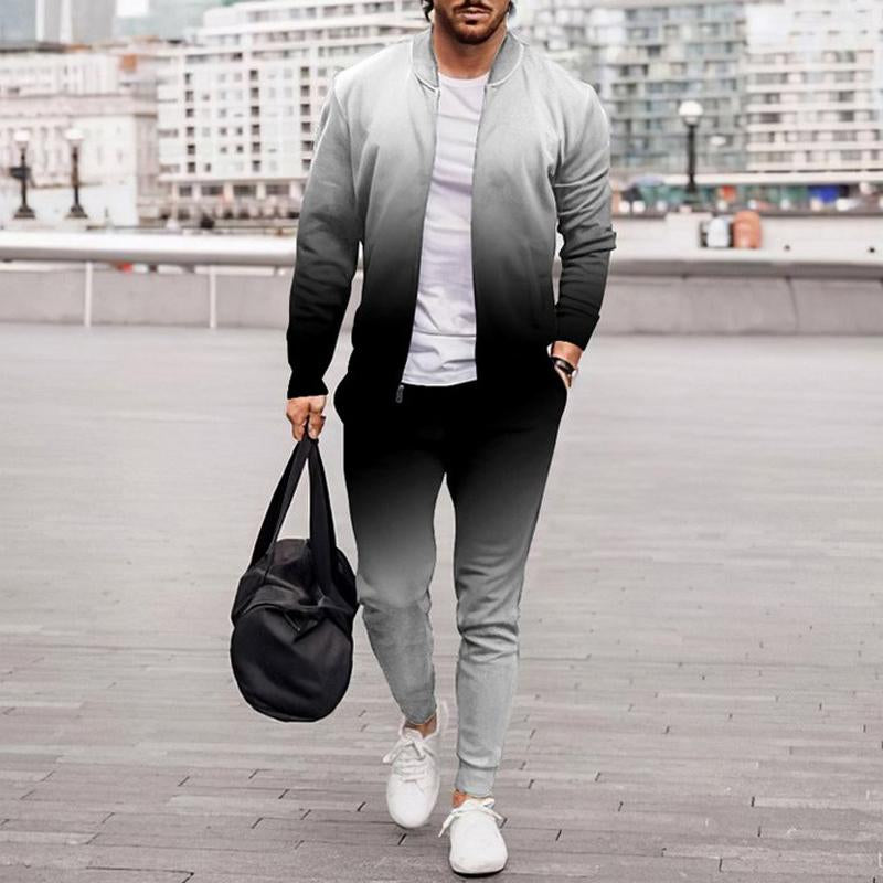 Mens Casual Printed Long Sleeve Jacket Trousers Set 50846681Y