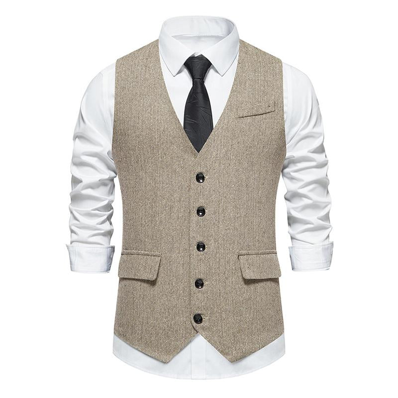 Mens Vintage V-Neck Single-Breasted Suit Vest (Shirt and Tie Excluded) 83234646M