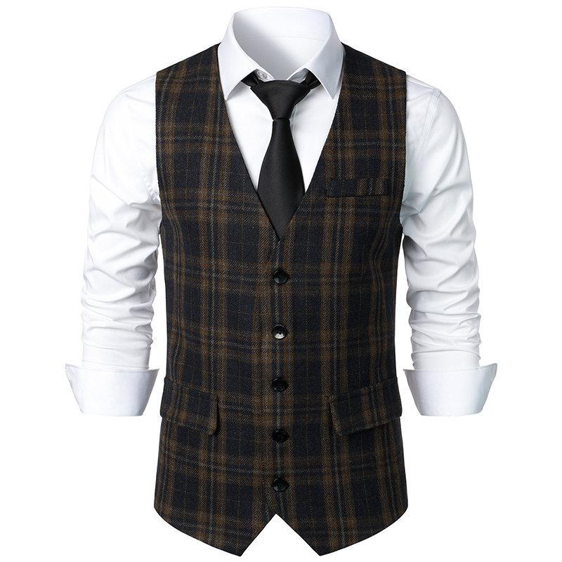 Mens Vintage British Style Pattern Single Breasted Suit Vest 36558435Y