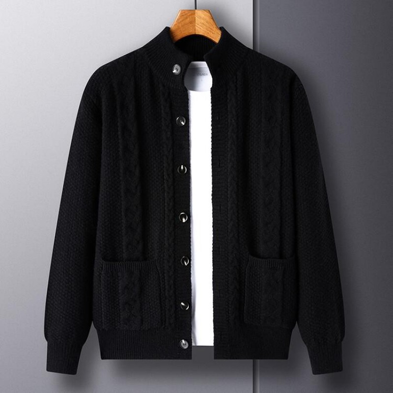Mens Stand Collar Single Breasted Casual Knit Cardigan 55563704Z