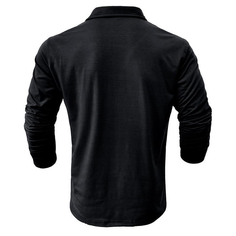 Mens Casual Solid Color Lapel Long Sleeve Polo Shirt 33969571M