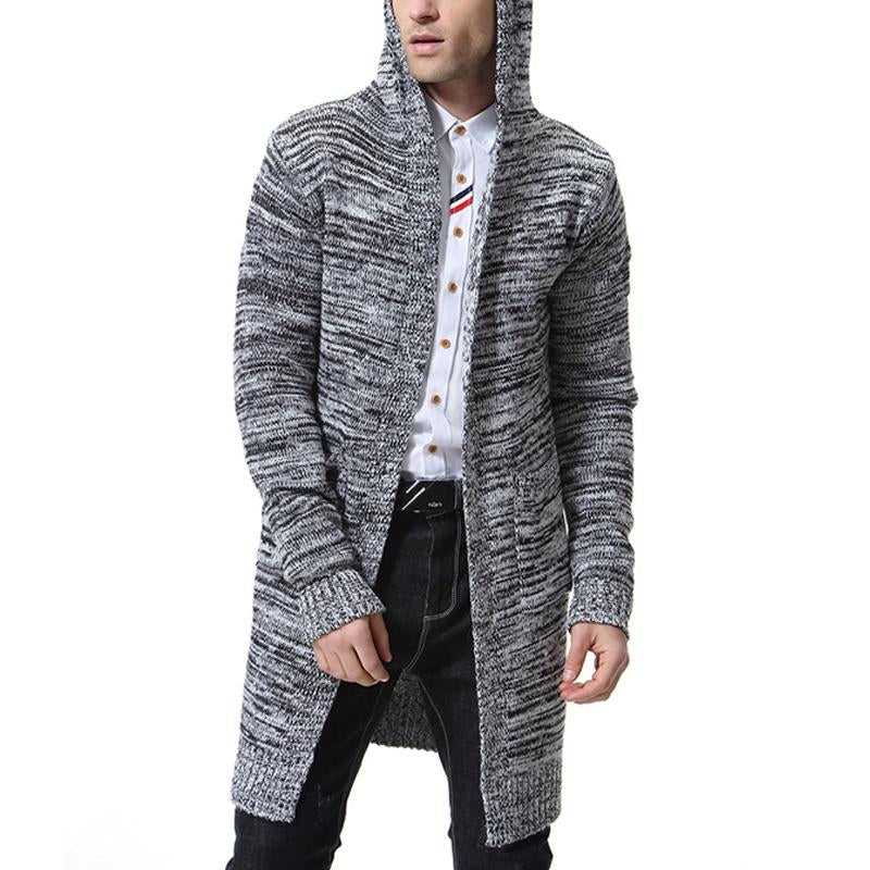 Mens Casual Mixed Color Hooded Sweater Cardigan 63683479Y