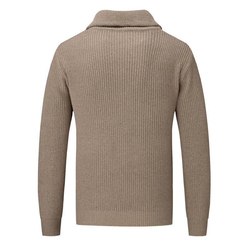Mens Solid Color Thick Stand Collar Half Zip Pullover Sweater 57203843X