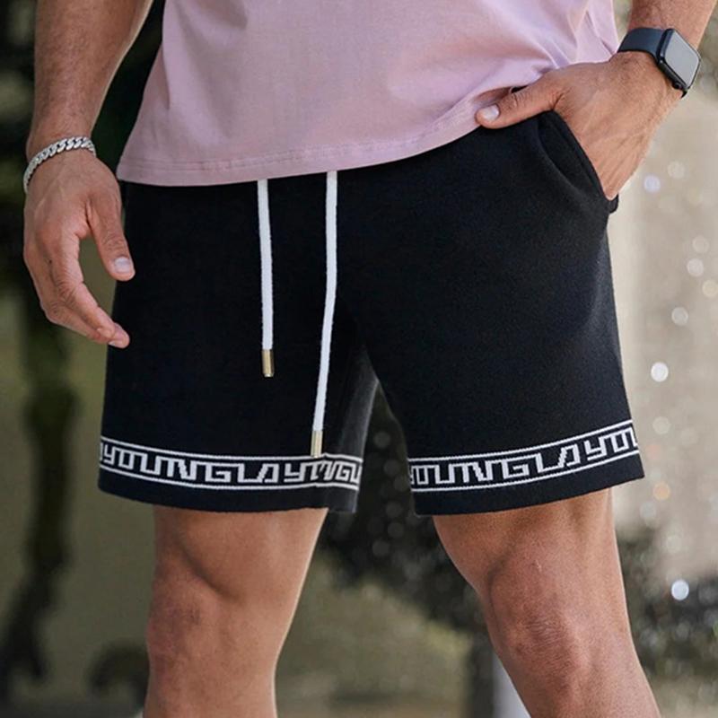 Mens Summer Casual Printed Elastic Waist Loose Sports Shorts 19455069M