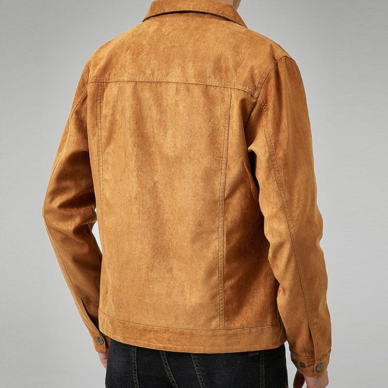 Mens Vintage Suede Brushed Lapel Single Breasted Jacket 63506956M