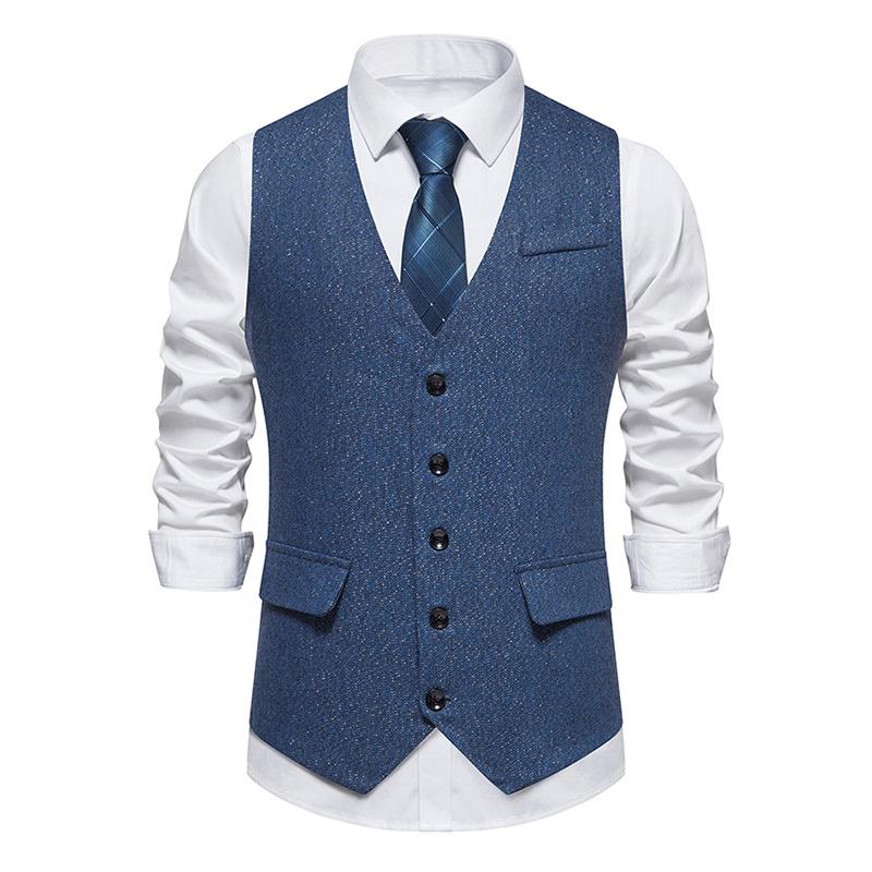 Mens Vintage V-Neck Single-Breasted Suit Vest (Shirt and Tie Excluded) 83234646M