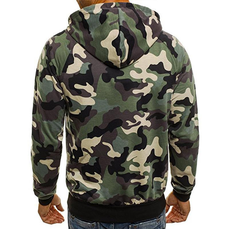 Mens Casual Camouflage Chest Zipper Hoodie Jacket 87553181Y