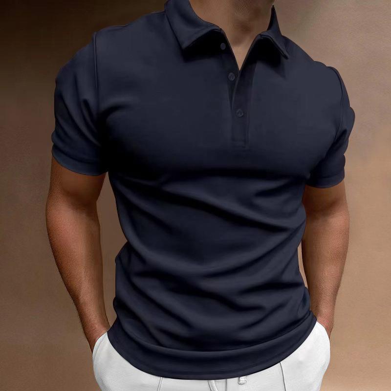 Mens Solid Slim Lapel Short Sleeve Casual Polo Shirt 37773773Z