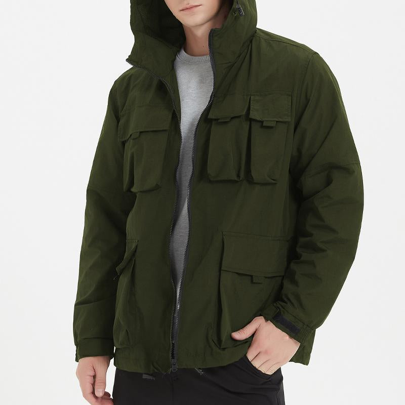 MenS Outdoor Casual Waterproof Multi-Pocket Cargo Jacket 21277560Y