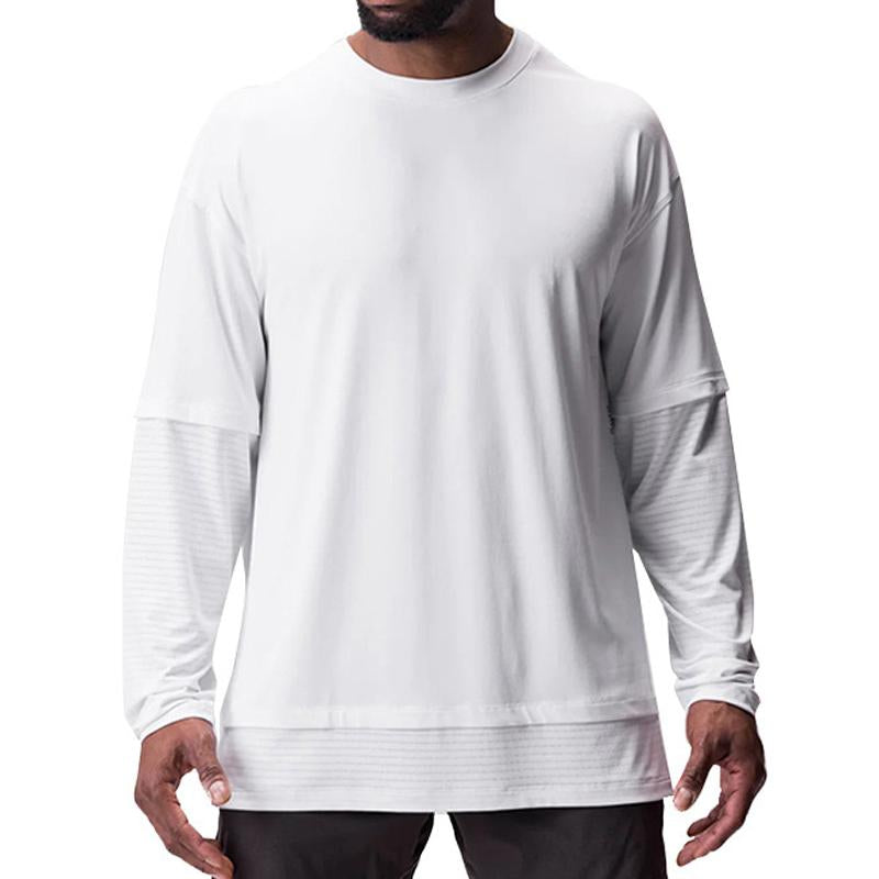 MenS Sport Loose Solid Color Long-Sleeved T-Shirt 15237120Y