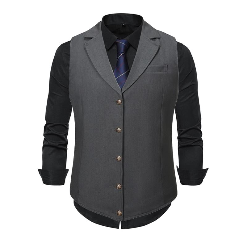 MenS Casual Solid Color Lapel Single Breasted Suit Vest 21178034Y
